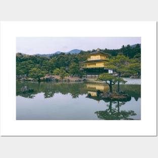 Japanese Temple reflected in a pond Posters and Art